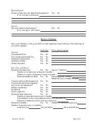 Pediatric Medical History Questionnaire - Northshore, Page 2