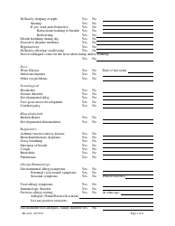 Pediatric Medical History Questionnaire - Northshore, Page 3