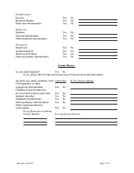 Pediatric Medical History Questionnaire - Northshore, Page 5