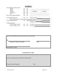 Pediatric Medical History Questionnaire - Northshore, Page 6