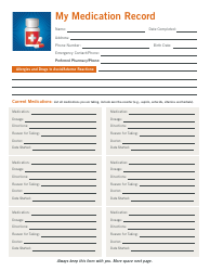 Document preview: Medication Record Template - Dignity Health