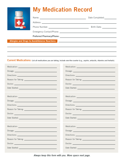 Medication Record Template - Dignity Health
