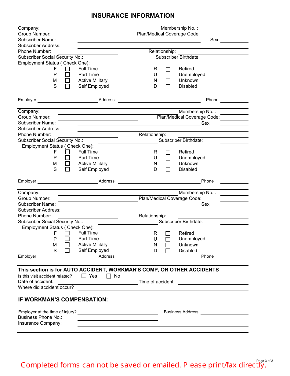 Registration / Admission Worksheet - Hilo Medical Center, Page 3