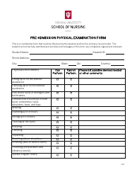 Pre-admission Physical Examination Form - Iupuc