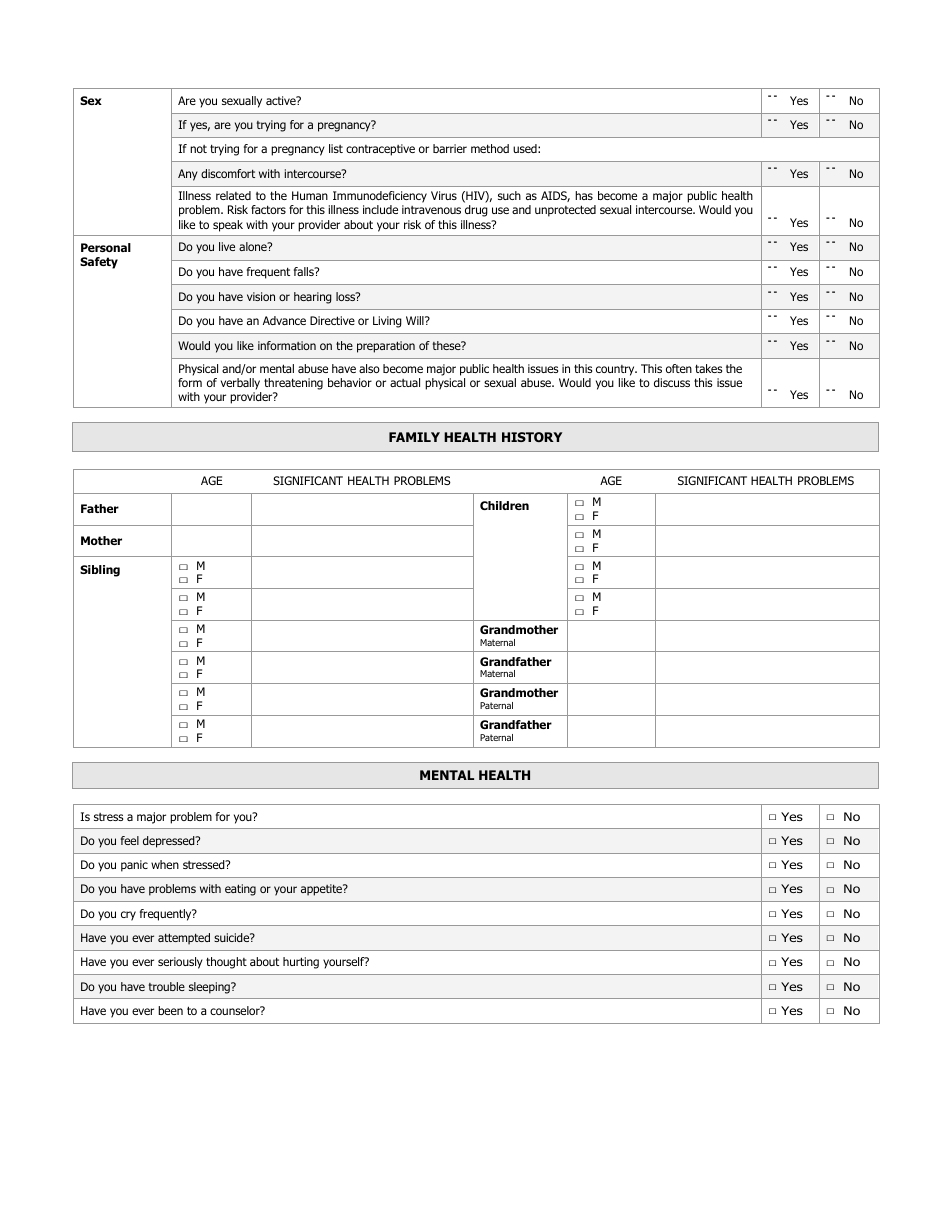 New Patient Health History Form - One to One Health, Page 3