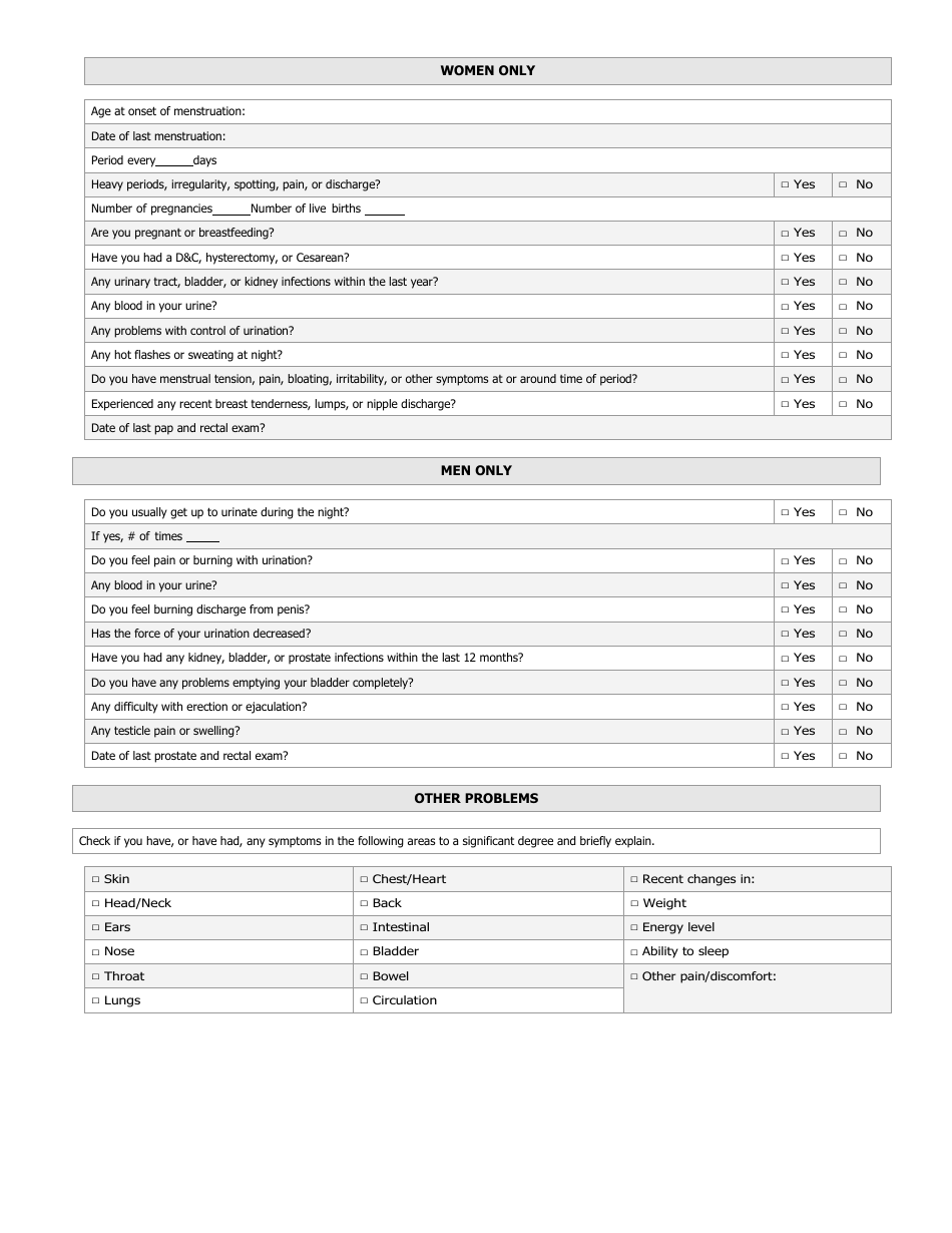 New Patient Health History Form - One to One Health, Page 4