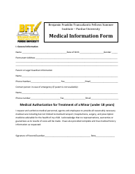 Document preview: Medical Information Form - Benjamin Franklin Transatlantic Institute Purdue University