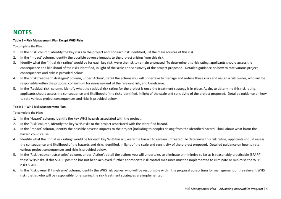 Risk Management Plan - Advancing Renewables Program - Australia, Page 4