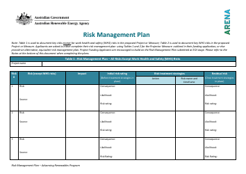 Document preview: Risk Management Plan - Advancing Renewables Program - Australia
