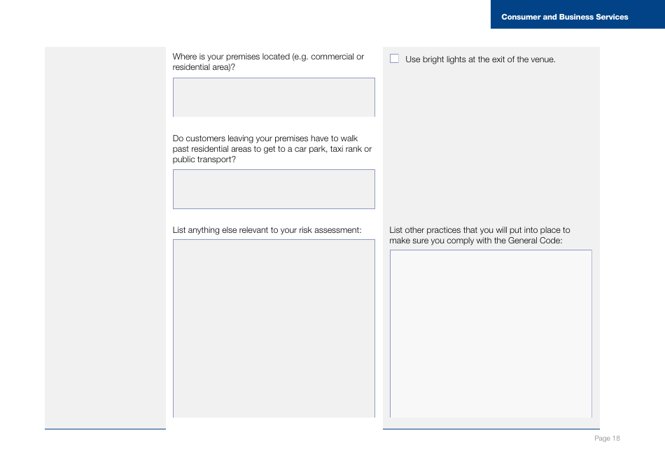 Form J001567 Licensee Risk Assessment and Management Plan Template - South Australia, Australia, Page 18