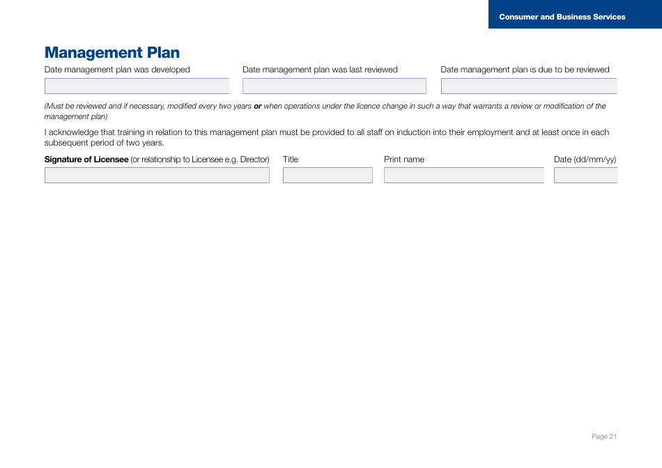 Form J001567 Licensee Risk Assessment and Management Plan Template - South Australia, Australia, Page 21