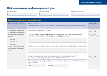 Form J001567 Licensee Risk Assessment and Management Plan Template - South Australia, Australia, Page 2