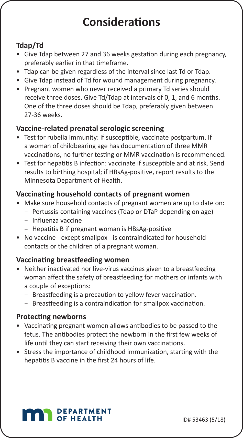 Pregnancy Vaccination Schedule - Minnesota, Page 2