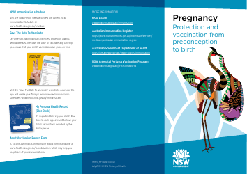 Document preview: Pregnancy Immunisation Schedule - New South Wales, Australia
