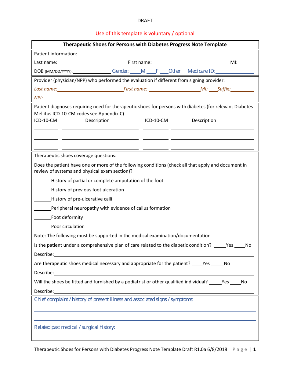 Therapeutic Shoes for Persons With Diabetes Progress Note Template, Page 3