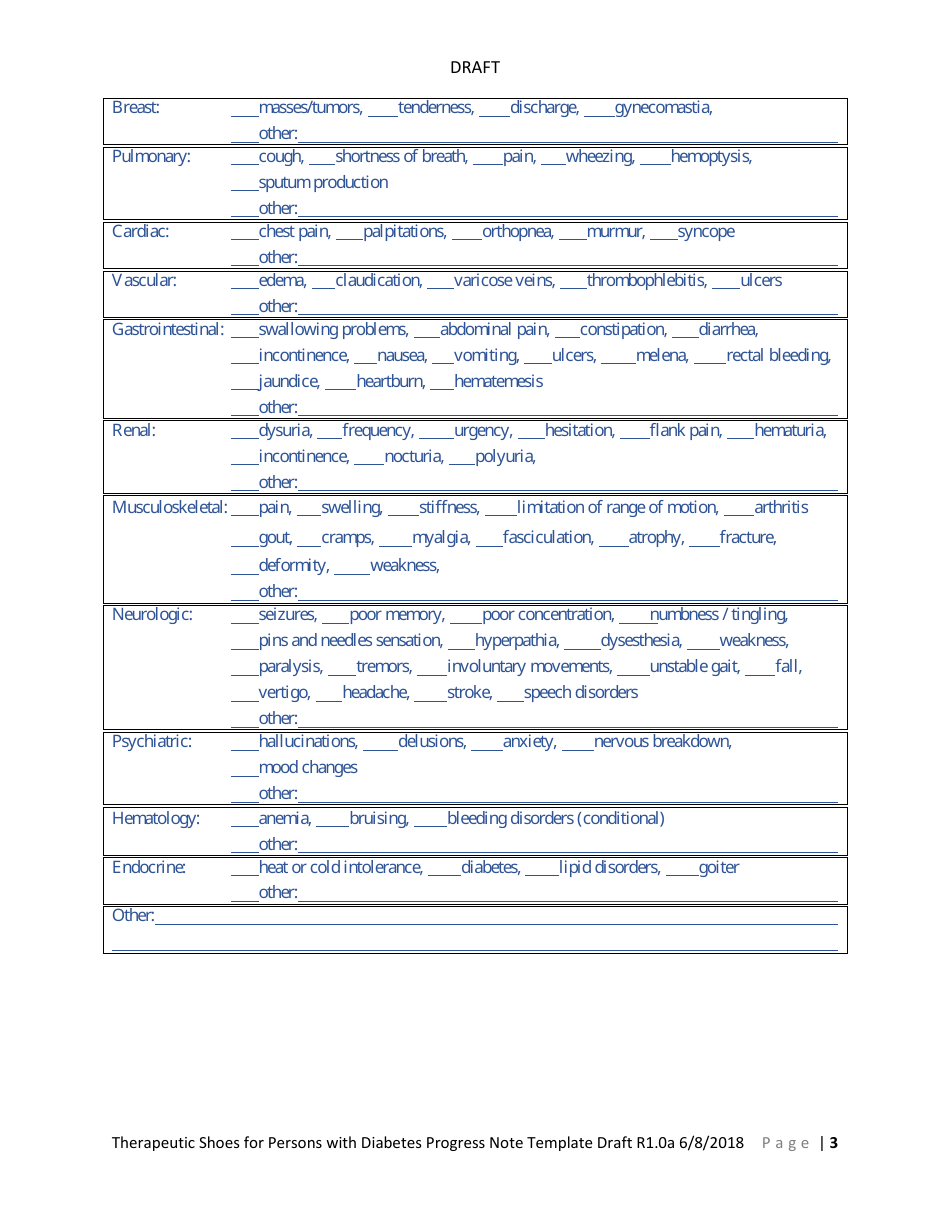 Therapeutic Shoes for Persons With Diabetes Progress Note Template, Page 5