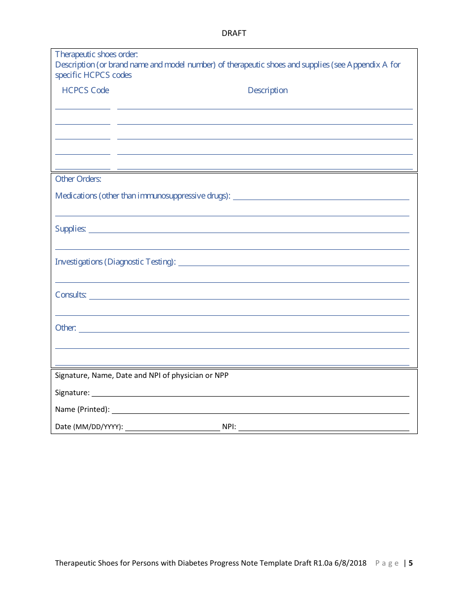 Therapeutic Shoes for Persons With Diabetes Progress Note Template, Page 7