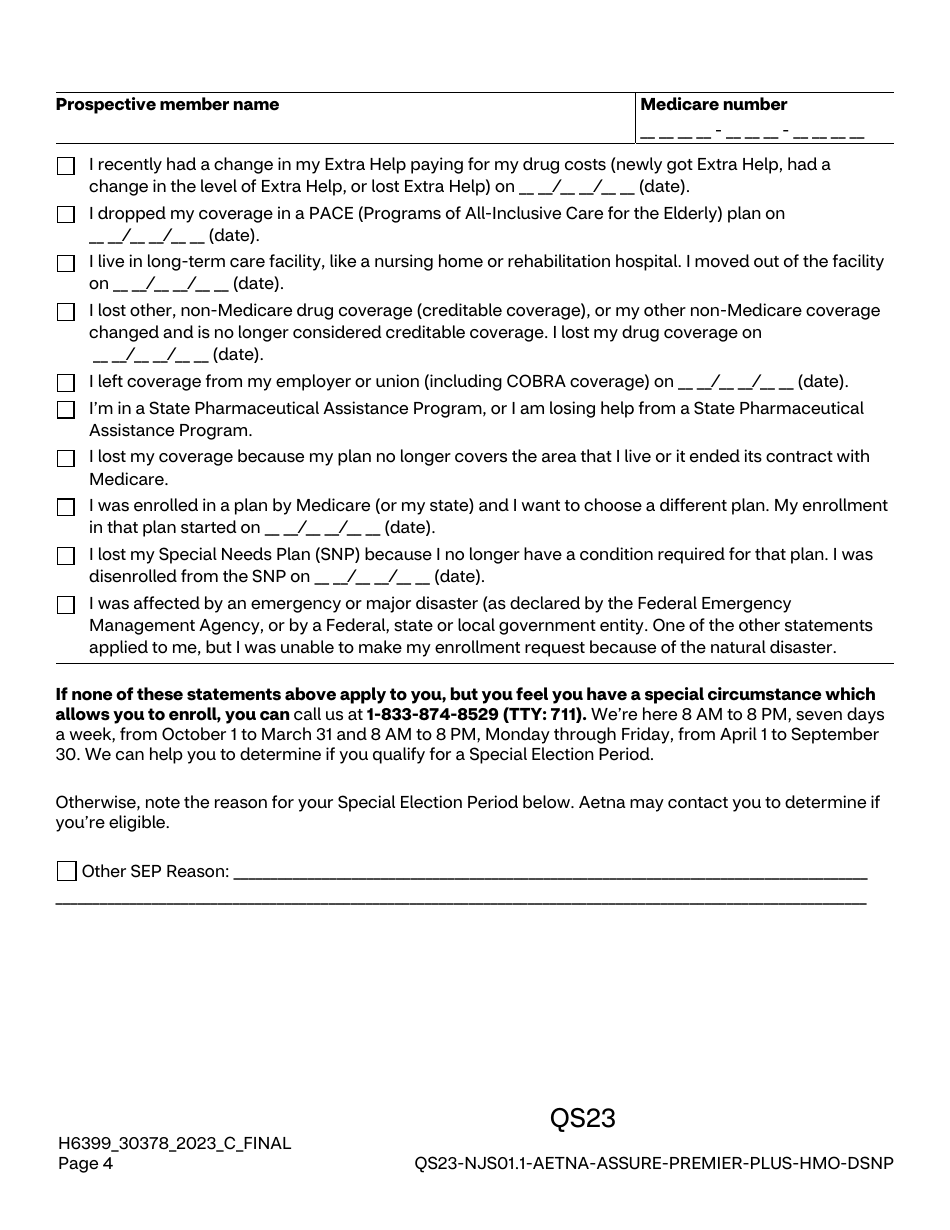 Aetna Assure Premier Plus Plan (HMO D-Snp) Individual Enrollment Request Form, Page 7