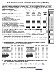 Multi-Dimensional Health Assessment Questionnaire (R791-np2) - Health Report Services