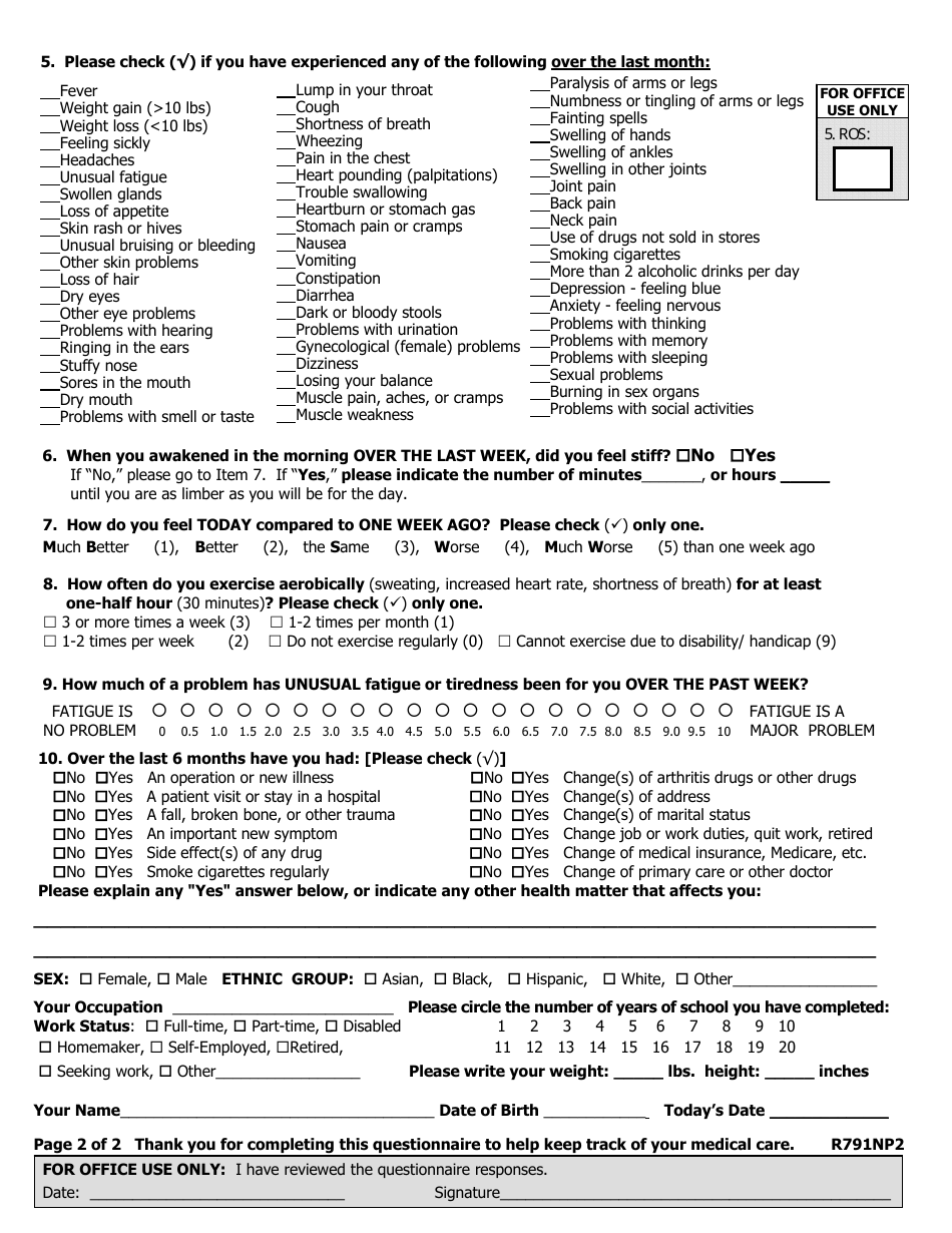 Multi-Dimensional Health Assessment Questionnaire (R791-np2) - Health ...