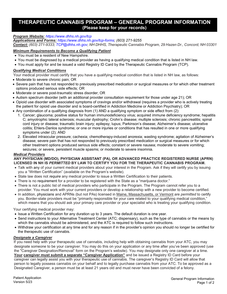 Patient Application for the Therapeutic Use of Cannabis - New Hampshire, Page 7