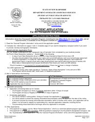 Document preview: Patient Application for the Therapeutic Use of Cannabis - New Hampshire