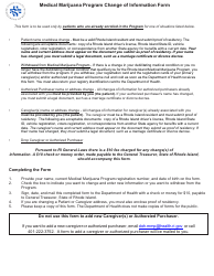 Document preview: Change of Information Form - Medical Marijuana Program - Rhode Island