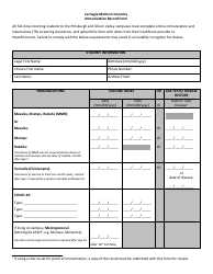 Document preview: Immunization Record Form - Carnegie Mellon University