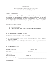 Pre-employment Medical Report Form for Student Care Centre (Scc) Staff - Singapore