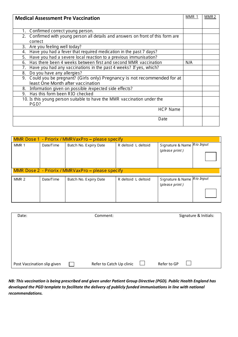 Vaccination Form for Measles Mumps and Rubella (Mmr) - United Kingdom, Page 2
