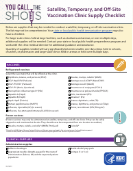 Satellite, Temporary, and off-Site Vaccination Clinic Supply Checklist