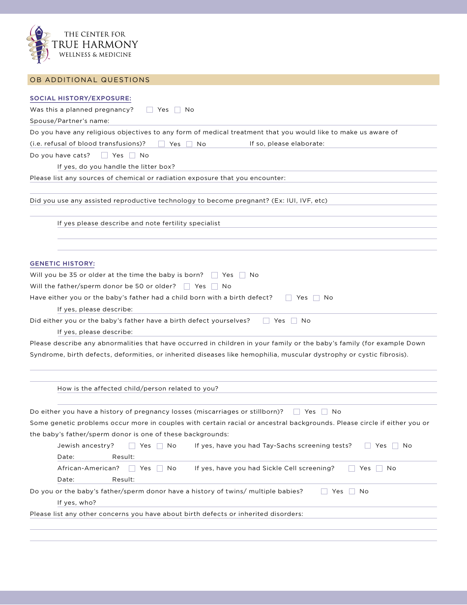 Patient Intake Form - True Harmony, Page 6