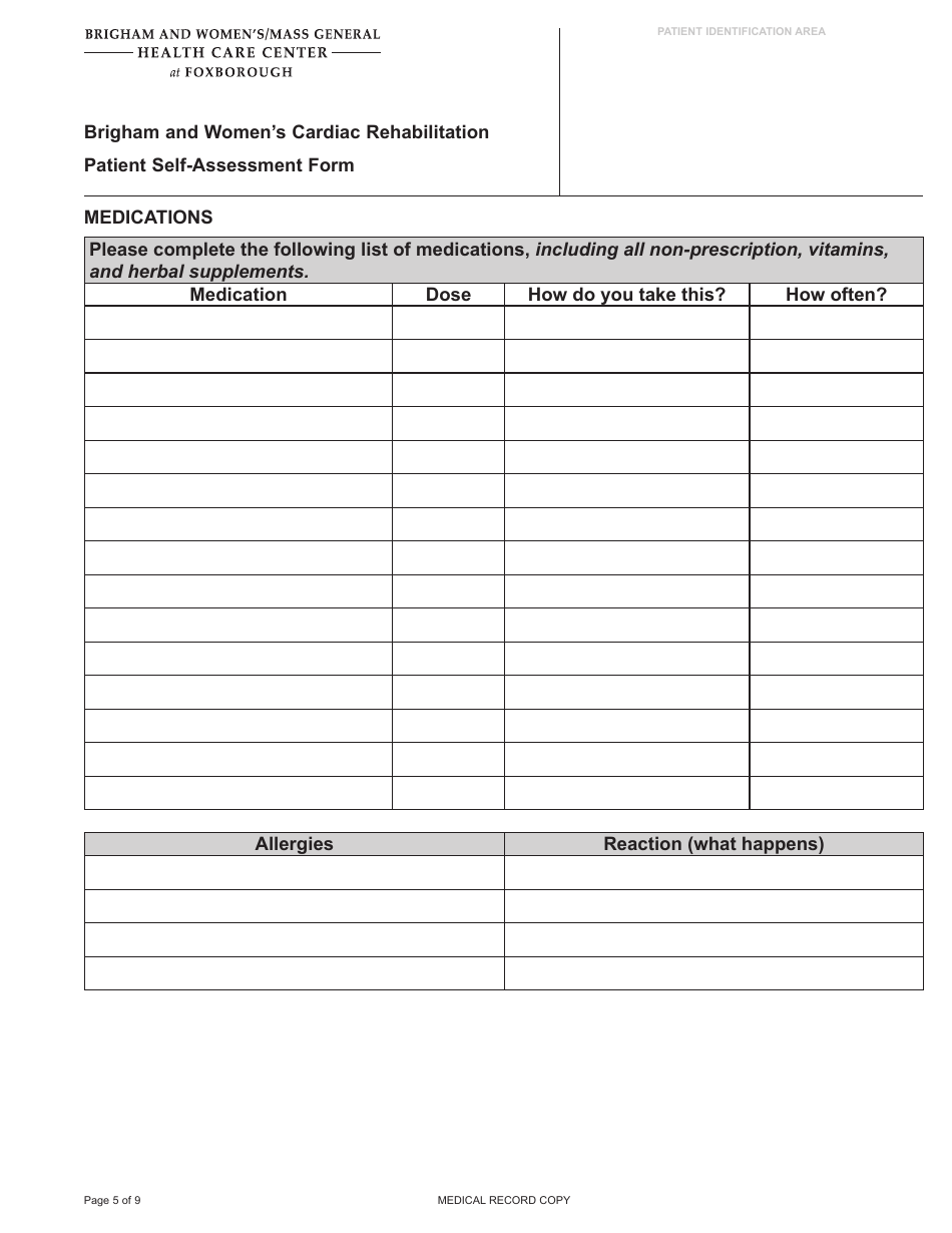 Cardiac Rehabilitation Patient Health Questionnaire (Phq-9) - Brigham and Womens Health Care Center, Page 11