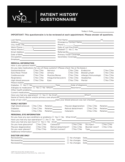 Patient Health Questionnaire - Vision Service Plan