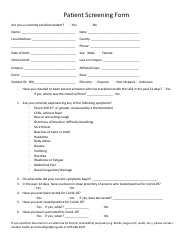 Document preview: Patient Screening Form - University of North Georgia