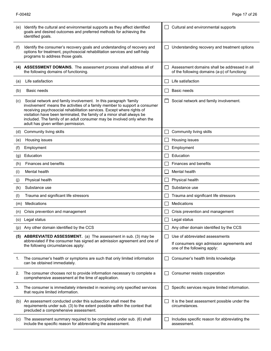 Form F-00482 Comprehensive Community Services (Ccs) for Persons With Mental Disorders and Substance Use Disorders Initial Certification Application - Chapter DHS 36 - Wisconsin, Page 17