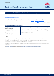 Antiviral Pre-assessment Form - New South Wales, Australia, Page 2