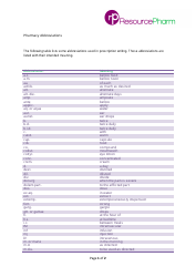 Document preview: Pharmacy Abbreviations List - Resource Pharm