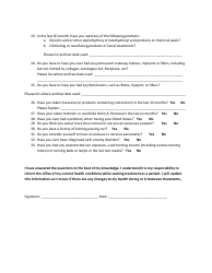 Aesthetics Medical History Form, Page 3