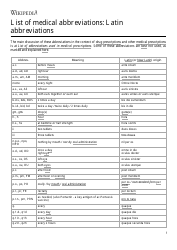 Document preview: List of Latin Medical Abbreviations - Wikipedia