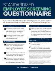 Document preview: Standardized Employee Screening Questionnaire