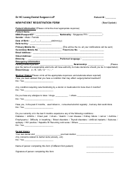 Document preview: New Patient Registration Form - Dr Hc Leong Dental Surgeon Llp