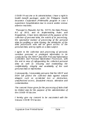 Sinovac Covid-19 Vaccination Consent and Waiver Form - Philippines, Page 2
