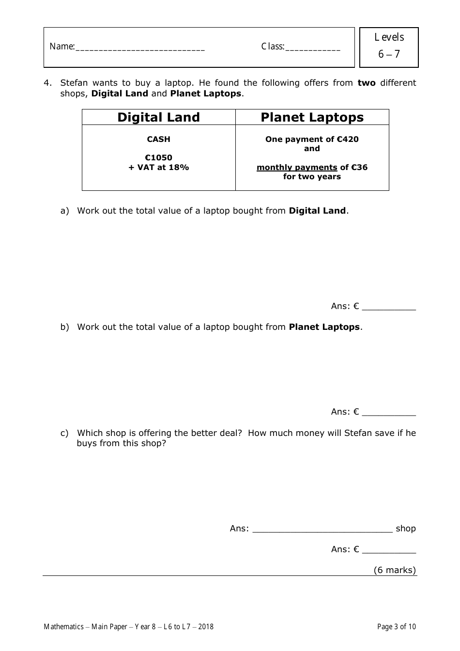 Annual Examinations for Middle Schools 2018, Page 3