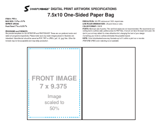 Document preview: 7.5x10 One-Sided Paper Bag