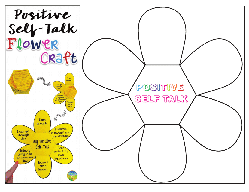 A cheerful flower craft template for promoting positive self-talk and boosting self-esteem.