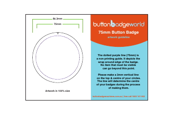 Document preview: 75mm Button Badge Template