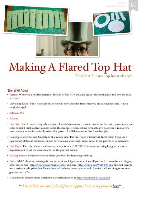 Flared Top Hat Craft Templates - Lostwax Designs document preview