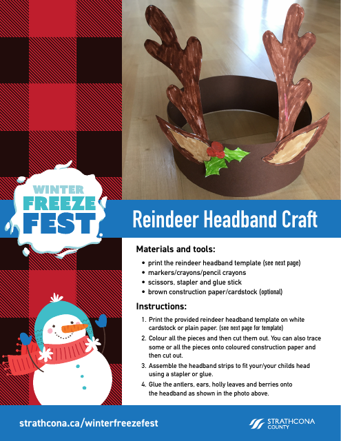 Printable reindeer headband craft template