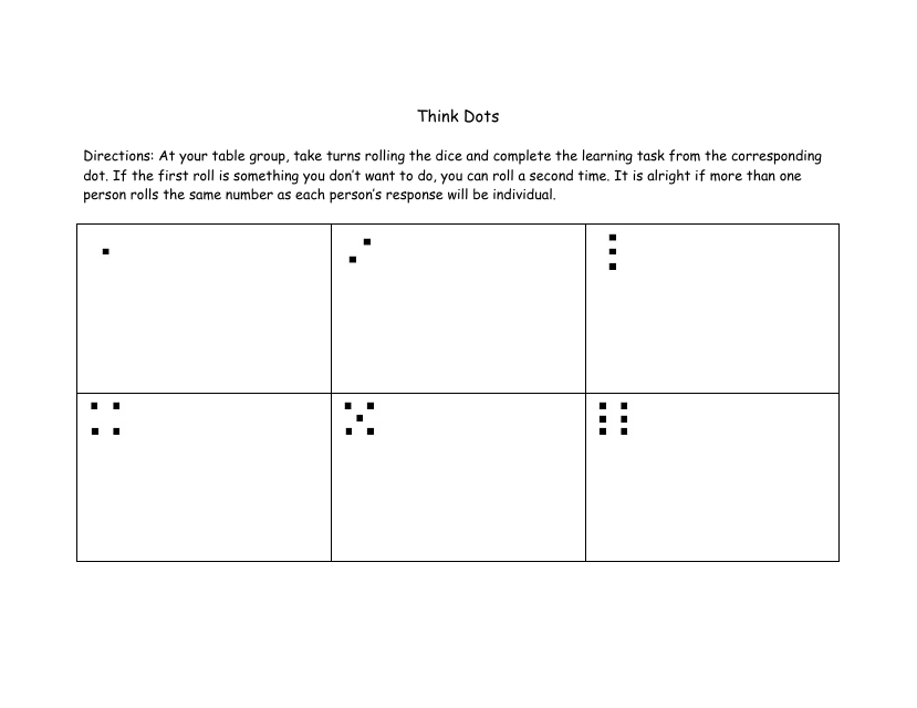 Think Dots Dice Template - Printable PDF